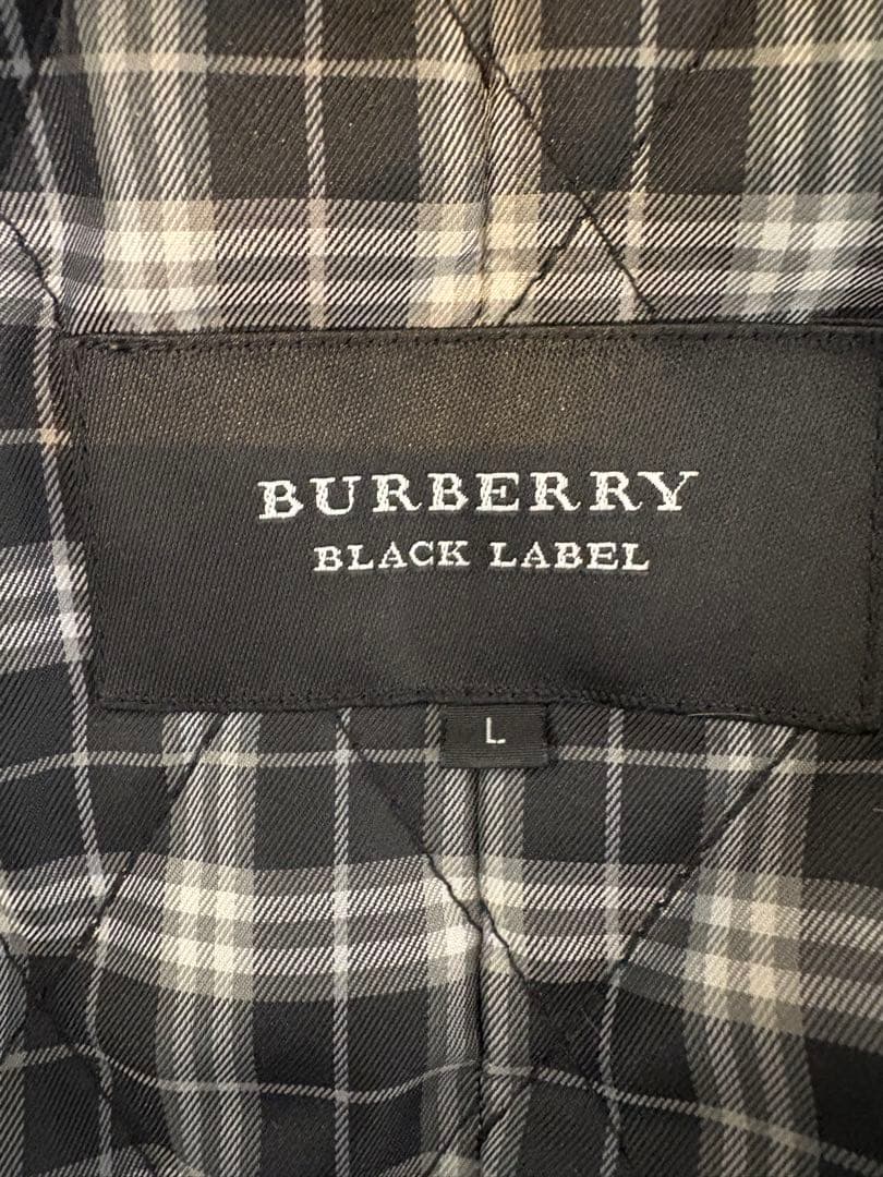 バーバリーブラックレーベル レザージャケット 中綿 ラビットファー Ｌサイズ
