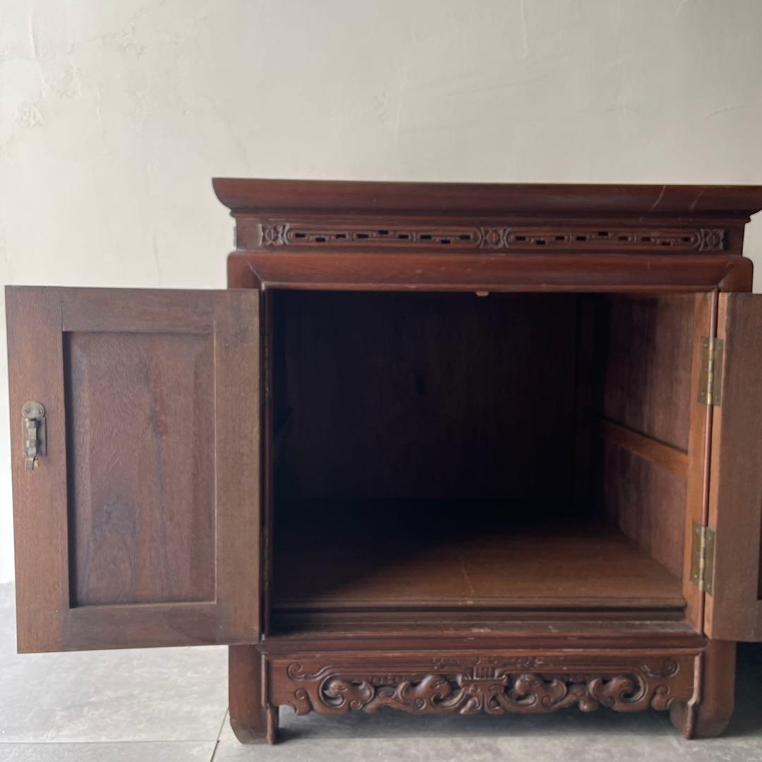 木製　唐木家具　キャビネット　カップボード　ヴィンテージ　李朝　両開き　棚