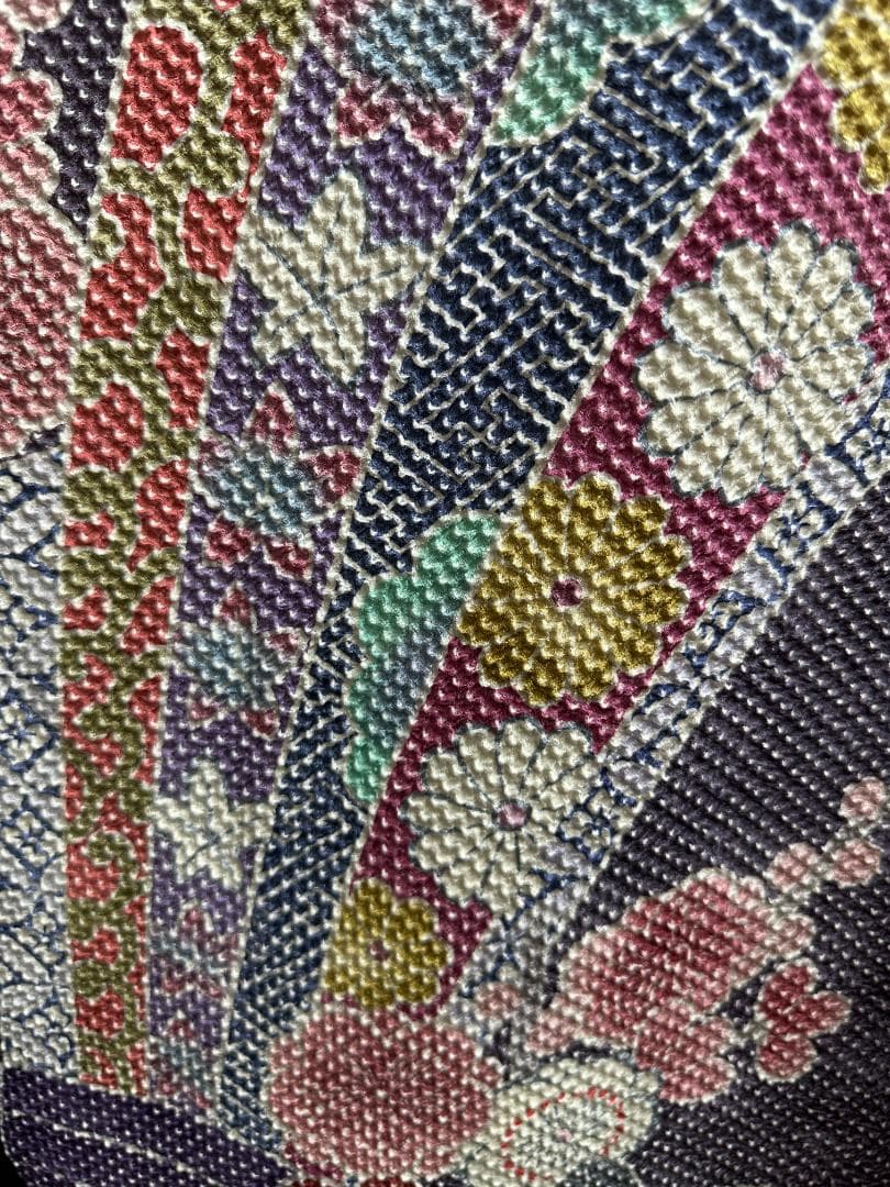 藤娘きぬたや 総絞り 薄紫系 熨斗柄 小紋バック振袖 フルセット 落款あり