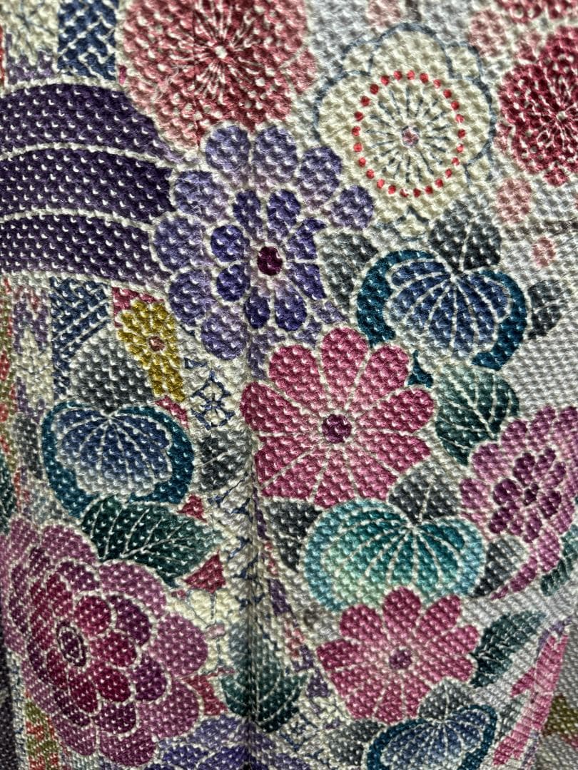 藤娘きぬたや 総絞り 薄紫系 熨斗柄 小紋バック振袖 フルセット 落款あり