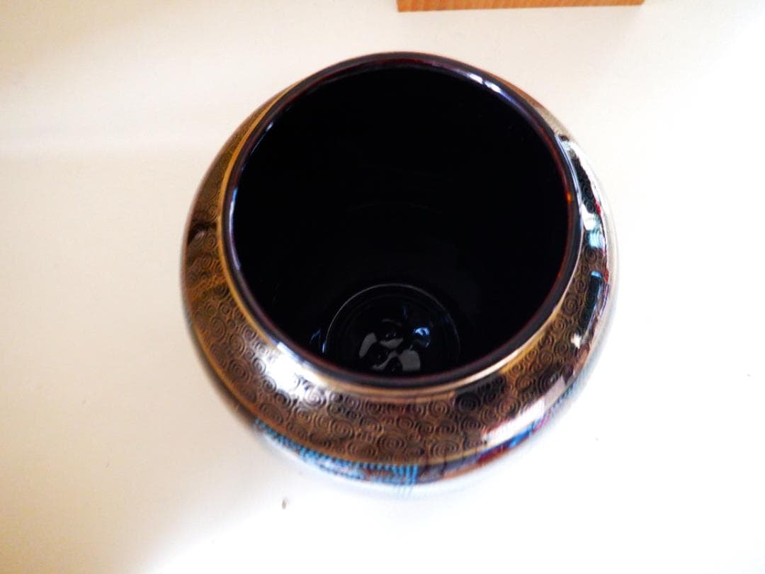 九谷/光竜☆花瓶・青粒鉄仙/箱付/25㎝X15㎝直径/未使用