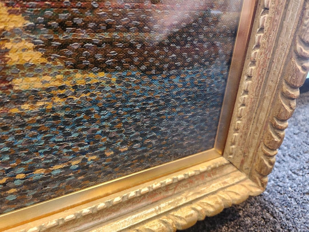 【貴重・大型】点描画 アート作品 額縁付き