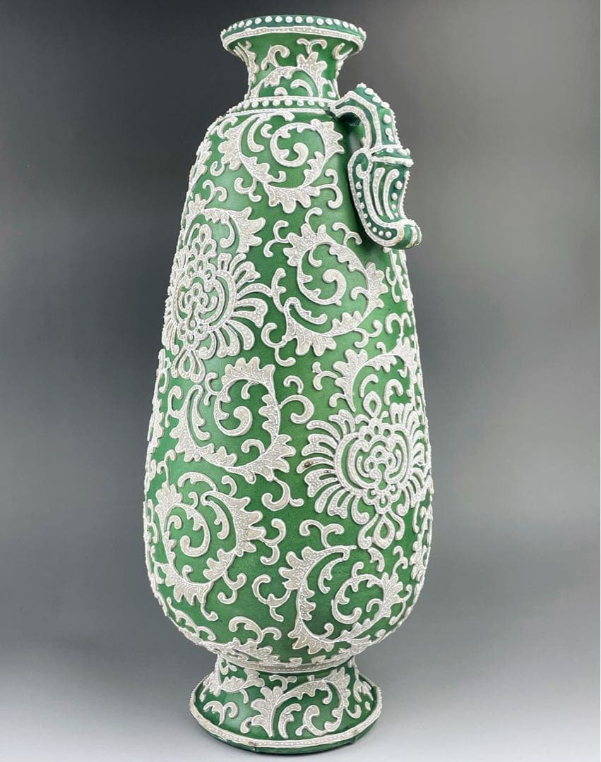 【大型３６．５㎝】オールドニッポン アールヌーボー 一陳盛り 花瓶 真珠盛り