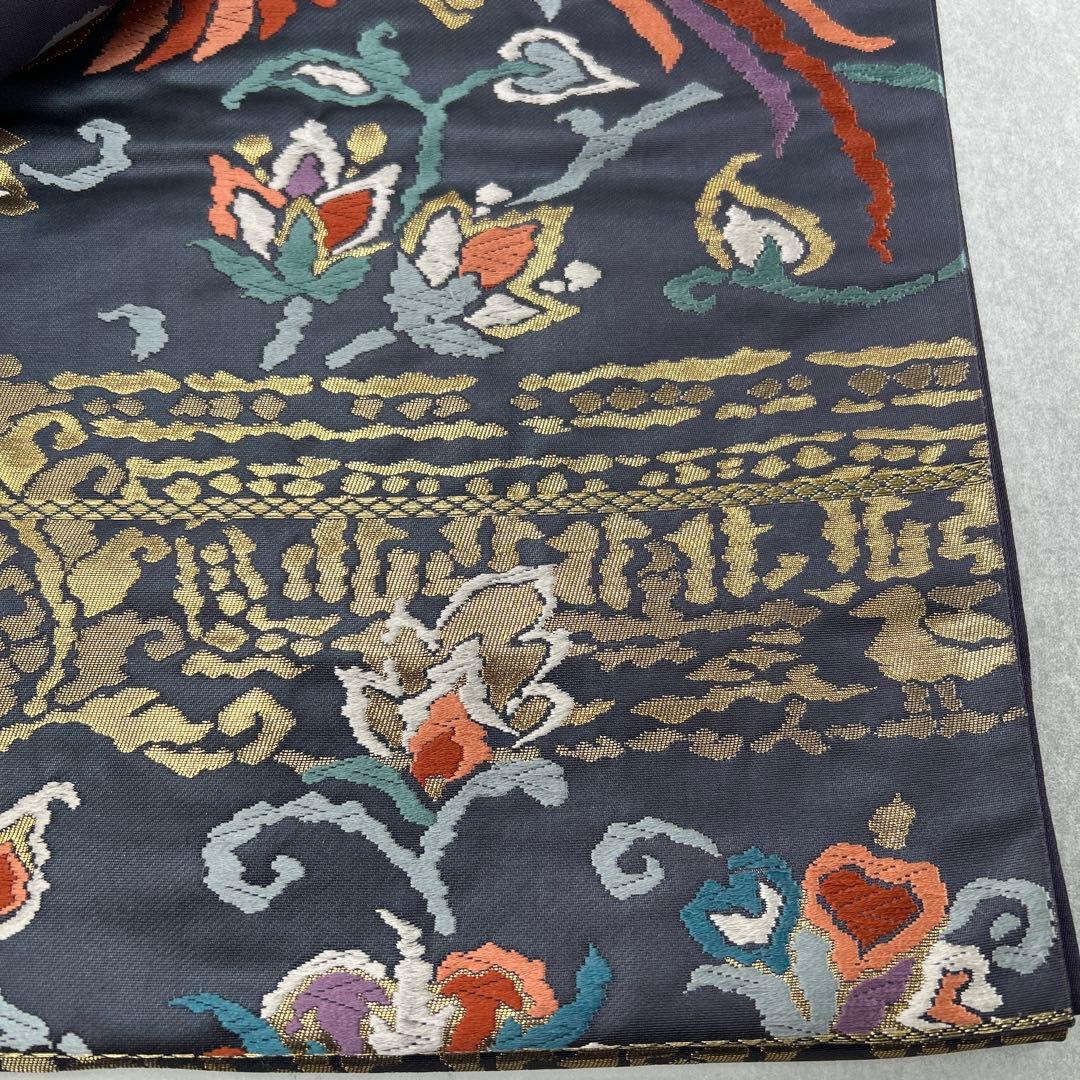 【ペルシャ　更紗文】高級絹製 袋帯 鳳凰と花柄0123