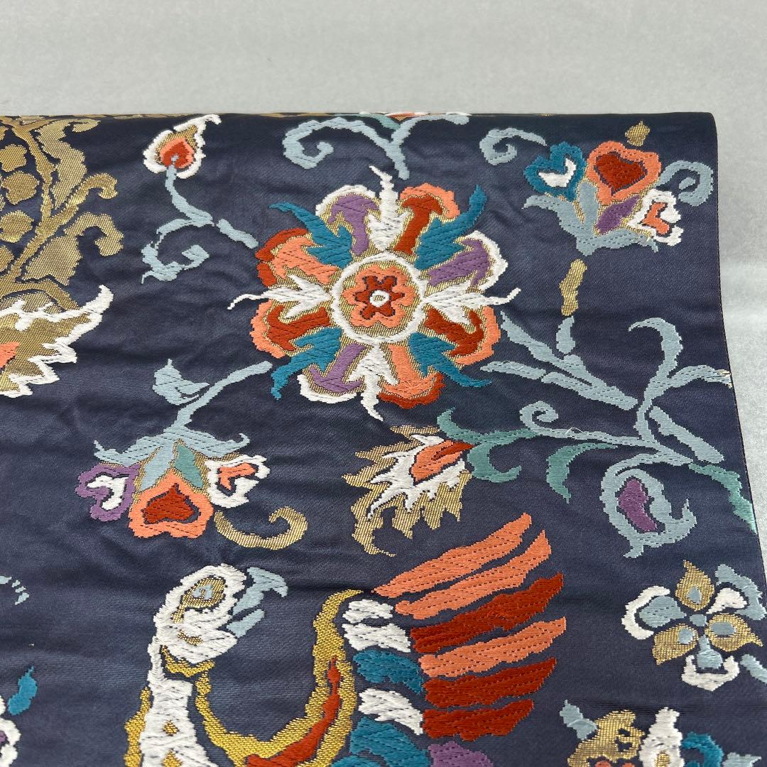 【ペルシャ　更紗文】高級絹製 袋帯 鳳凰と花柄0123