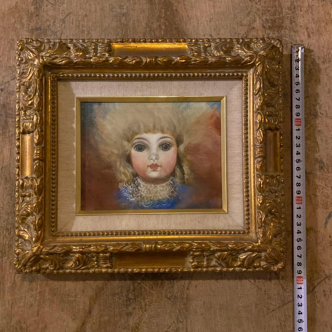 久保田政子 油彩画 額縁付き アンティーク 絵画 上品なドールの油彩画