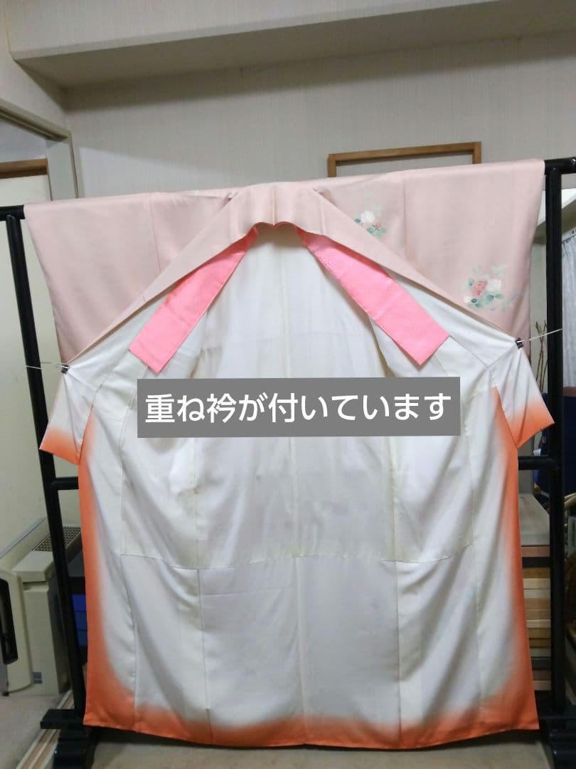 専用 最終値下げ F‐283 付下げ 薄ピンク 袷 枝花 暈し 重ね衿付 美品