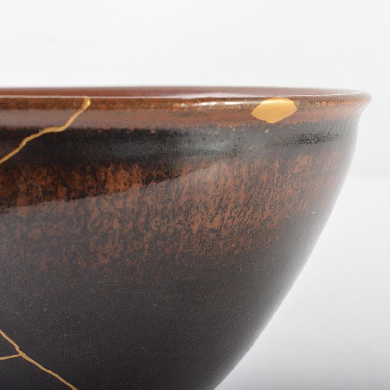 中国　禾目天目茶碗　金継ぎ直しあり　C　R6105