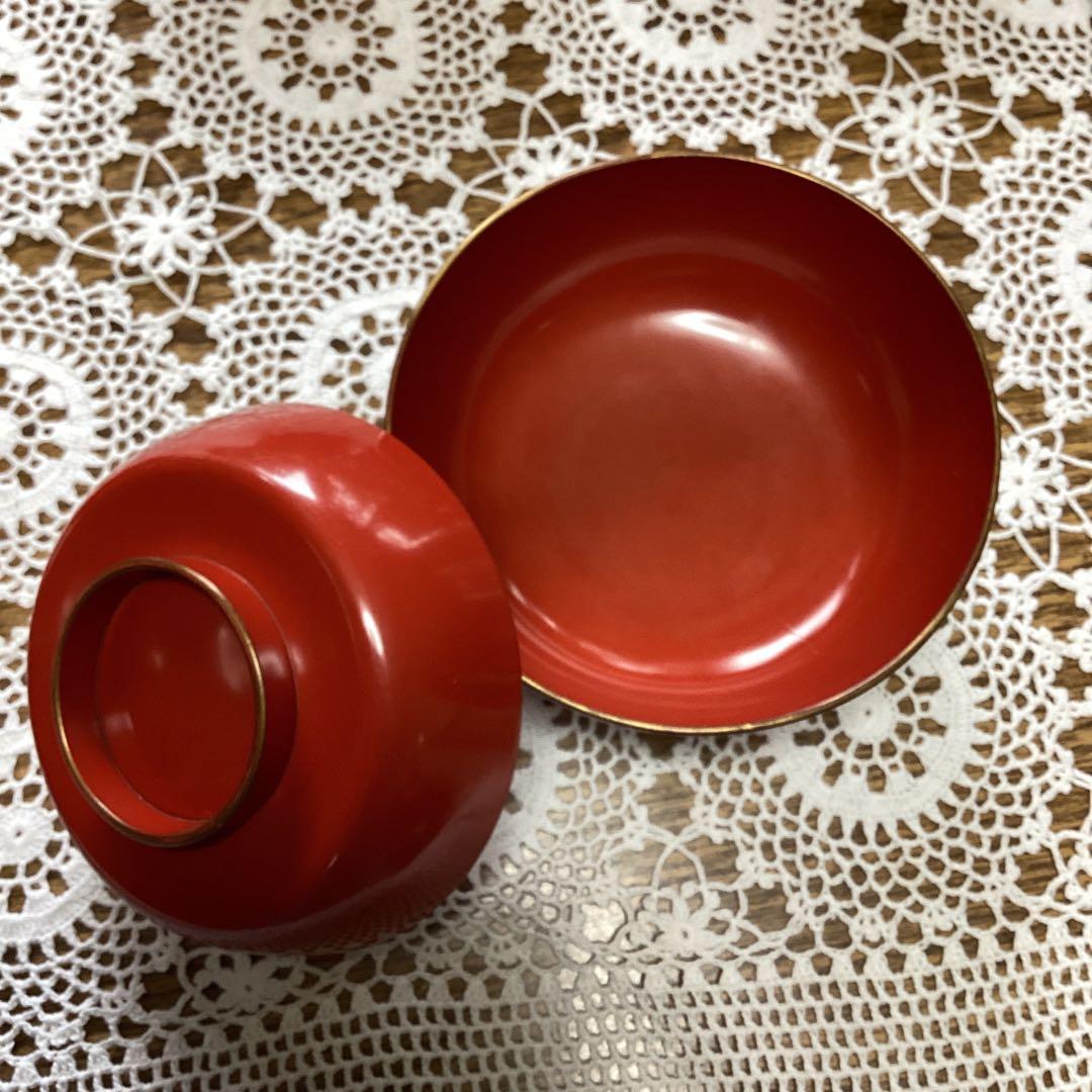 k2f21 甲高朱吸物椀　漆器椀　　　　10客セット