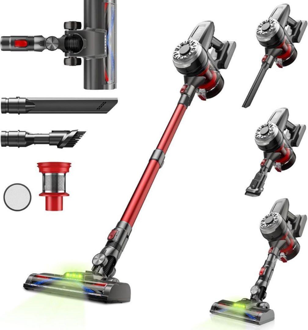 掃除機 コードレス【超軽量自走式設計・グリーンLEDライト搭載】50000PA