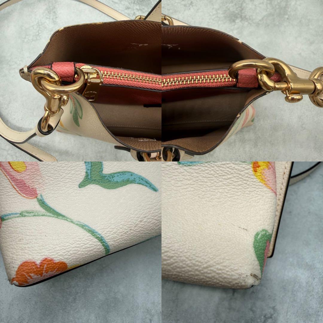 COACH コーチ ショルダーバッグ 2way PVC 花柄 クロスボディ 白