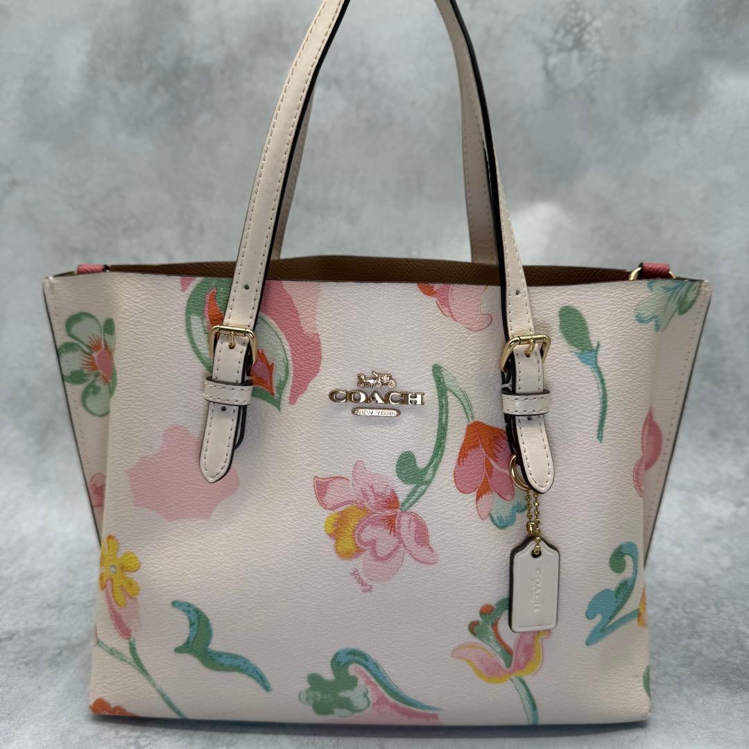 COACH コーチ ショルダーバッグ 2way PVC 花柄 クロスボディ 白