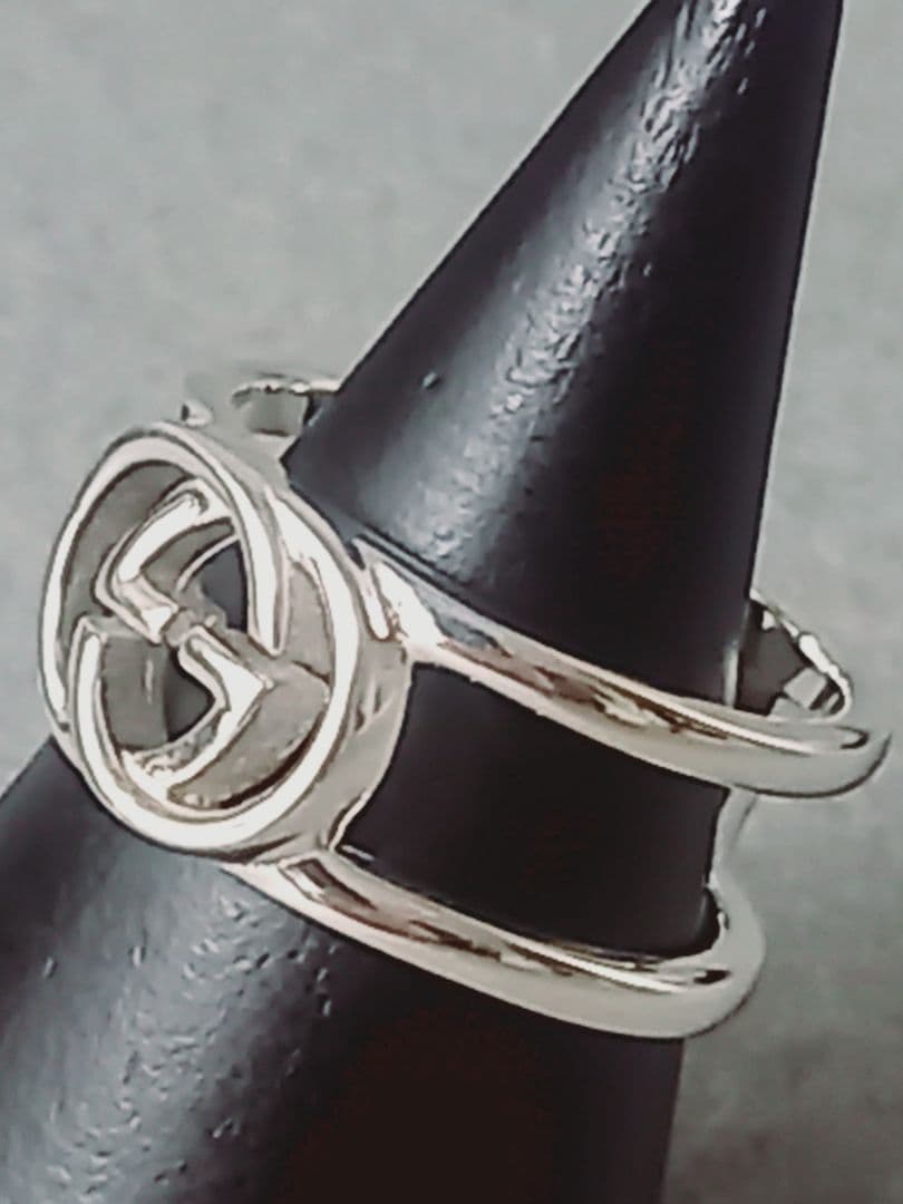 美品 GUCCI グッチ インターロッキング ダブルG オープンリング