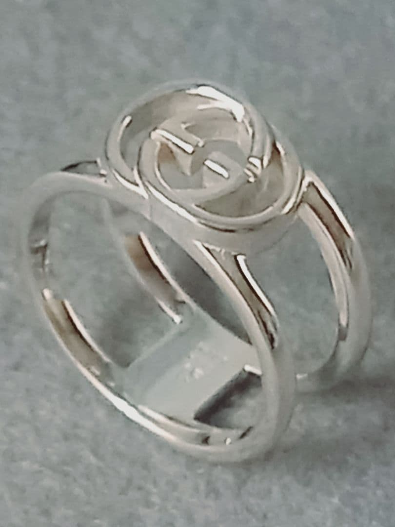 美品 GUCCI グッチ インターロッキング ダブルG オープンリング