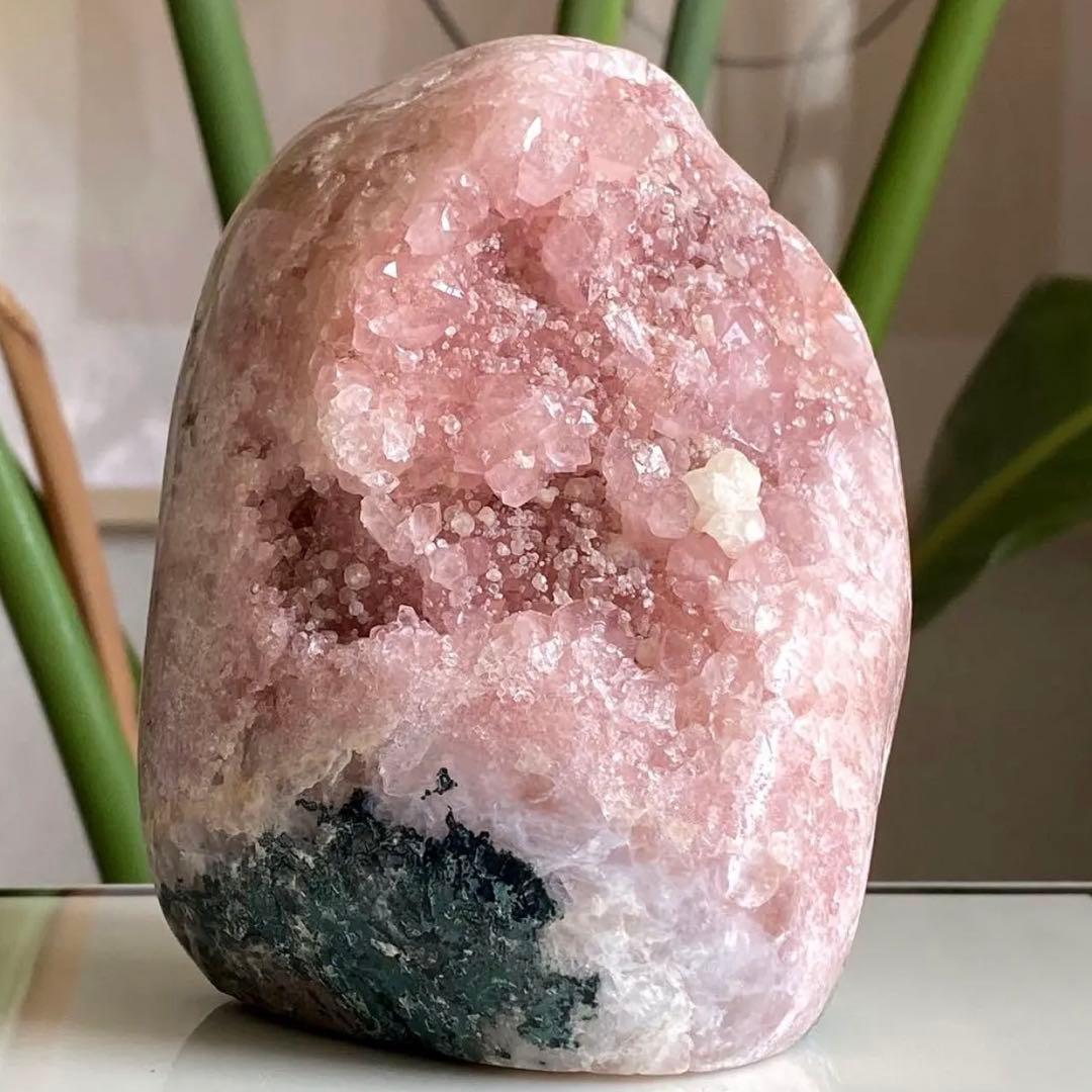 【 天然石 どっしり ピンクアメジスト 原石 ドーム 約1.1kg