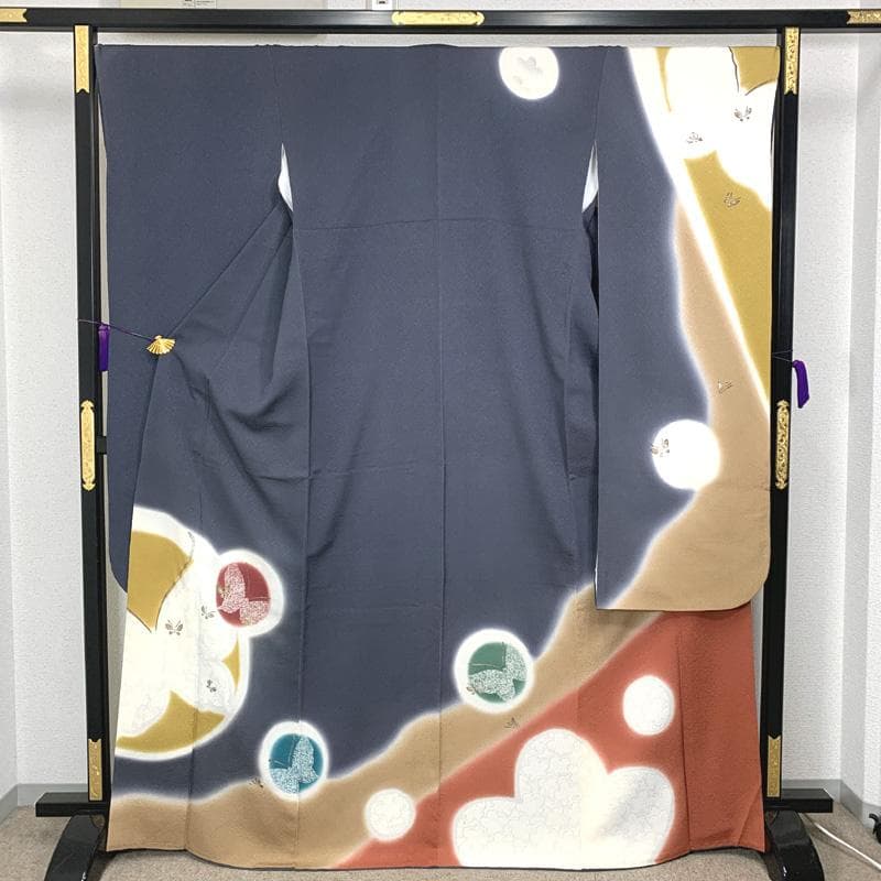 501z17〇高身長な方にも 振袖 金彩 蝶々〇美品 成人式 結婚式 大人振袖