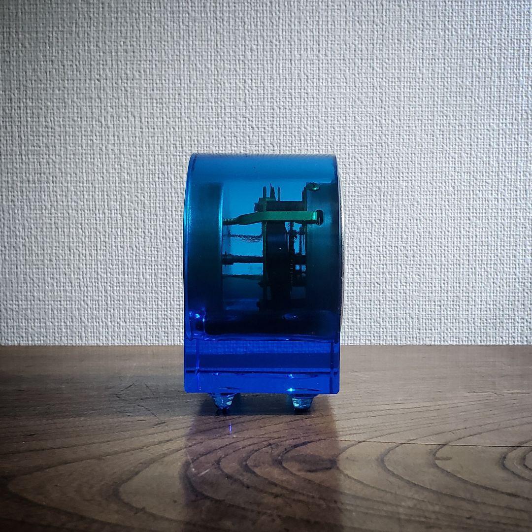 置時計 精工舎 機械式 手巻ウランガラス ブルーガラス 稼働品 欠け ヒビ