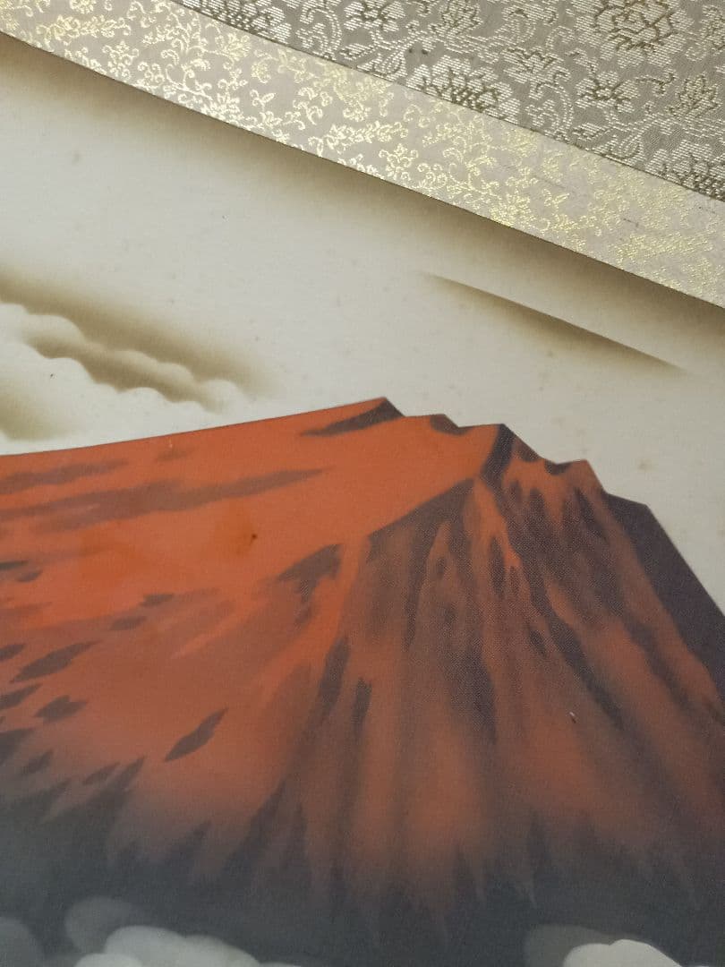 赤富士 古い掛け軸 美術品 骨董品 日本絵画 喜翠画