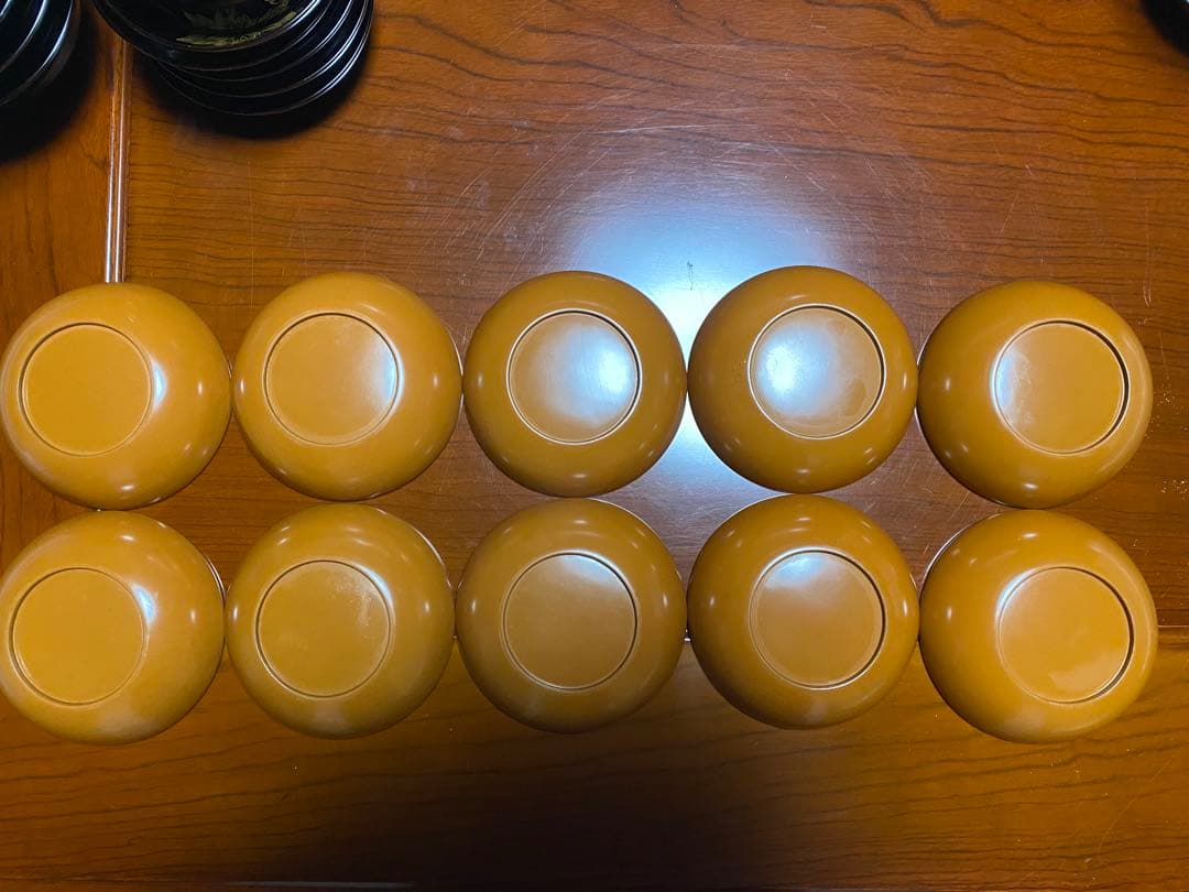 輪島塗　漆器 お椀 5個セット(黒地 金色 花 蝶)+皿10枚+オマケ1つ