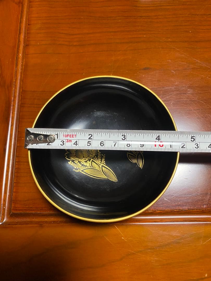 輪島塗　漆器 お椀 5個セット(黒地 金色 花 蝶)+皿10枚+オマケ1つ