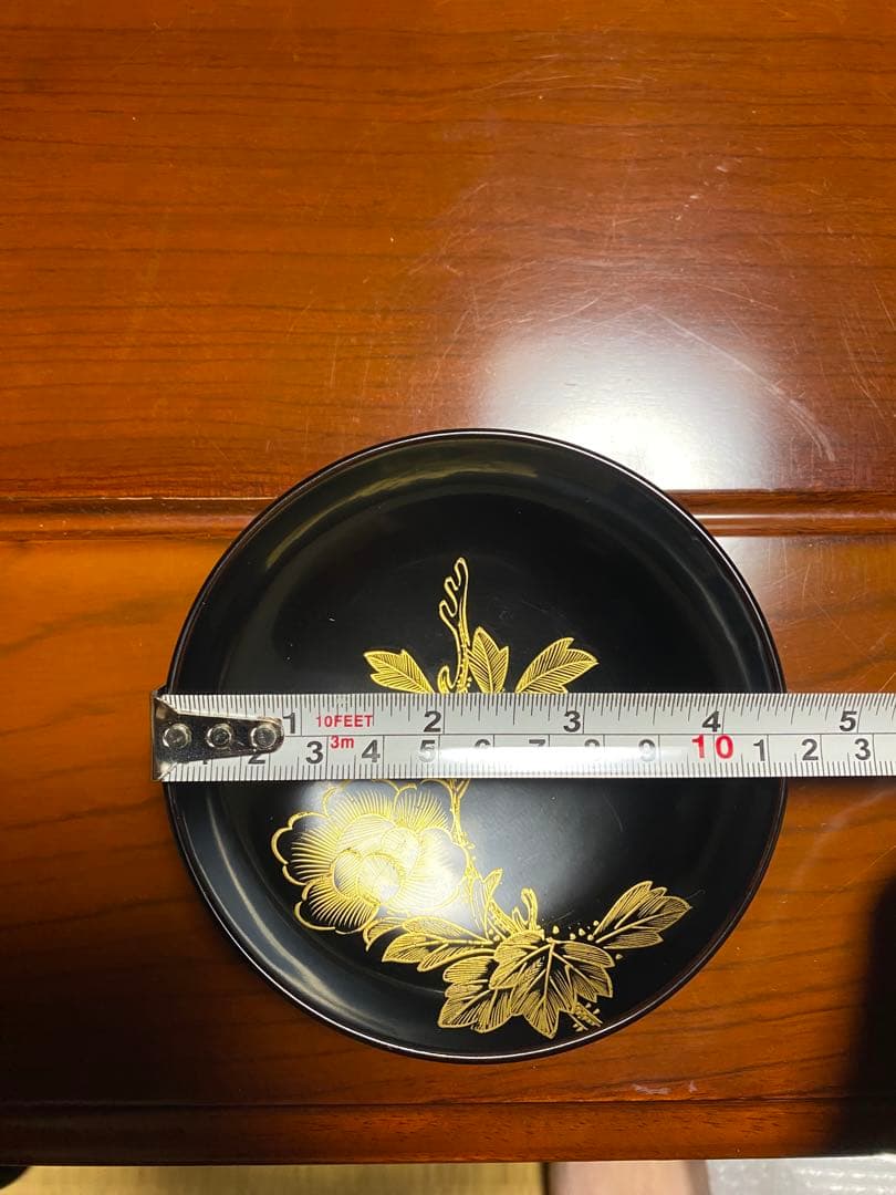 輪島塗　漆器 お椀 5個セット(黒地 金色 花 蝶)+皿10枚+オマケ1つ