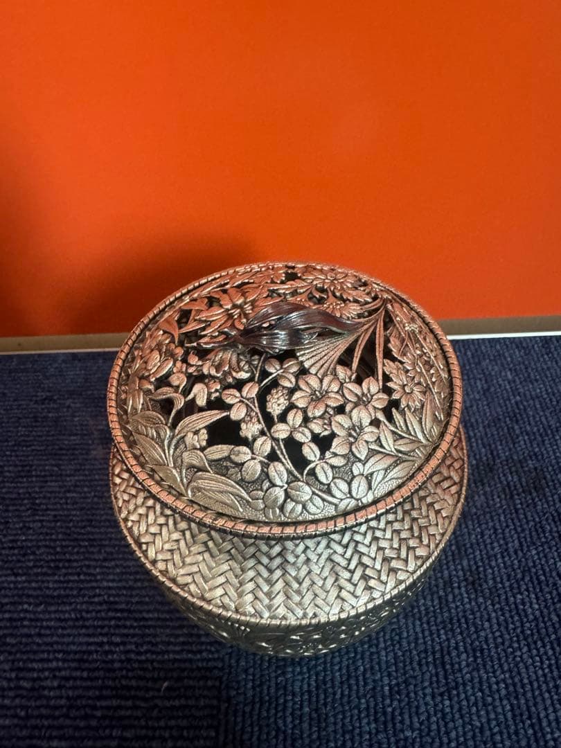 1830 七宝模様 香炉 金工 鍛栄造