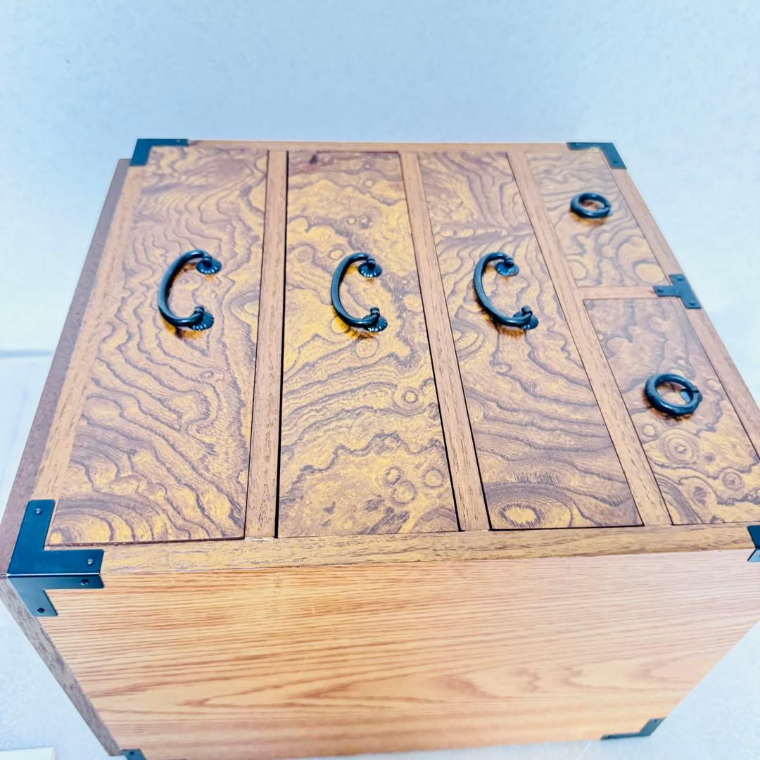 【極美品・高級材】天然木 4段5杯 小箪笥（卓上収納・アンティーク）和モダン