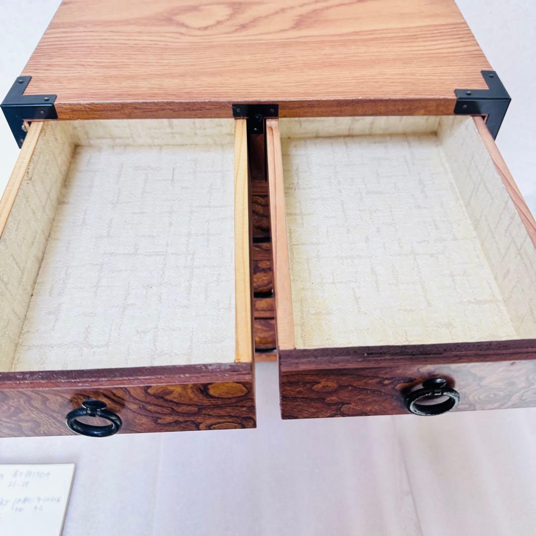 【極美品・高級材】天然木 4段5杯 小箪笥（卓上収納・アンティーク）和モダン