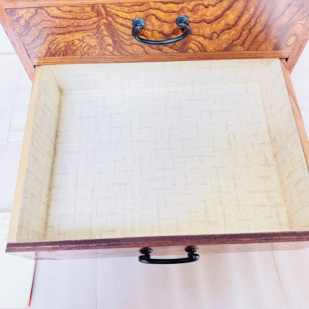 【極美品・高級材】天然木 4段5杯 小箪笥（卓上収納・アンティーク）和モダン