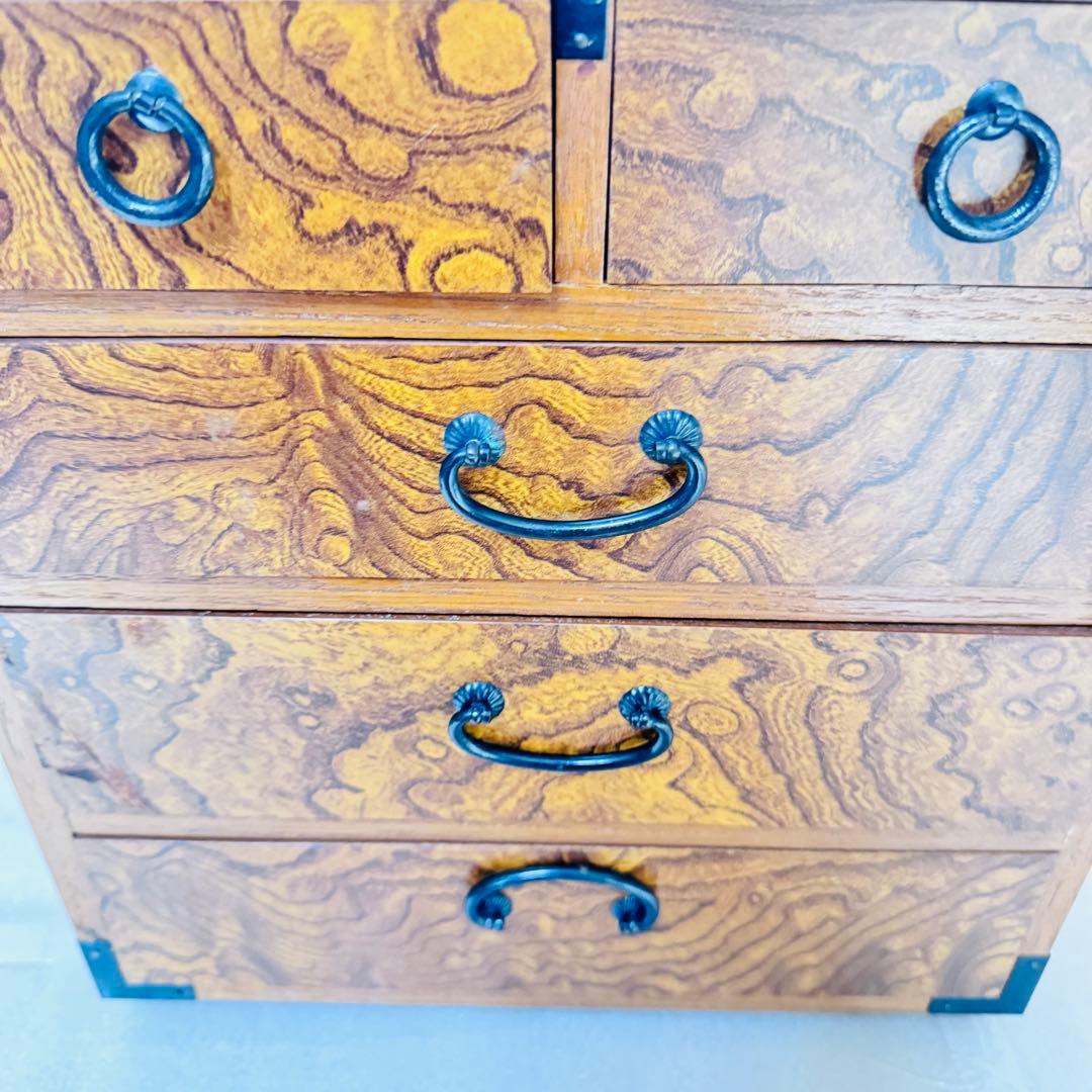 【極美品・高級材】天然木 4段5杯 小箪笥（卓上収納・アンティーク）和モダン