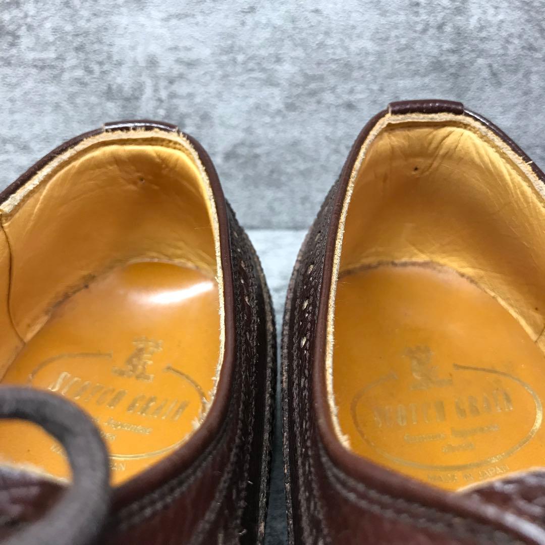【美品】SCOTCH GRAIN シボ加工　ウィングチップ　ビジネスシューズ