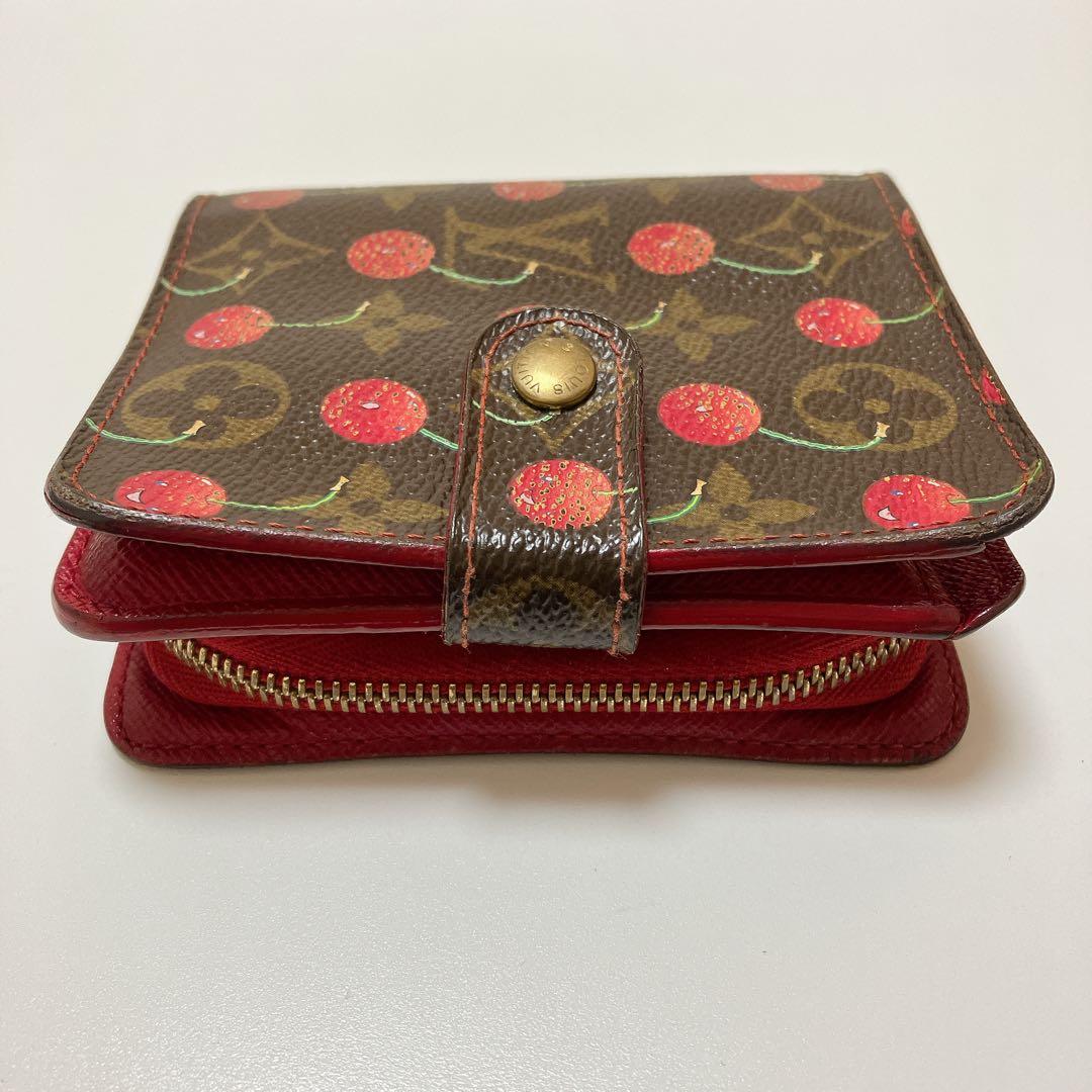 ルイヴィトン モノグラム コンパクトジップ 村上隆 チェリー 折り財布