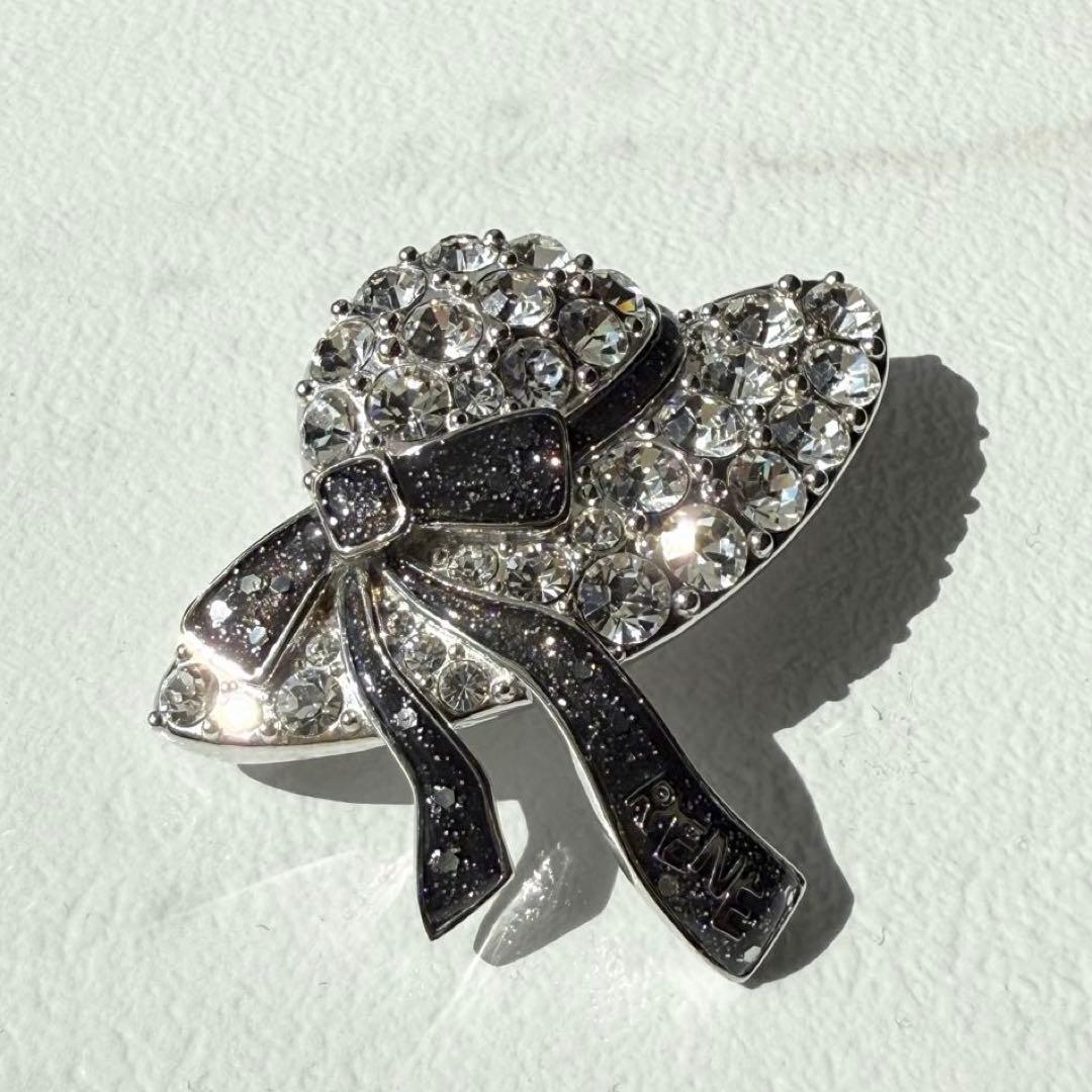 定価4万 Rene 現行品 ハットブローチ スワロフスキー キラキラ