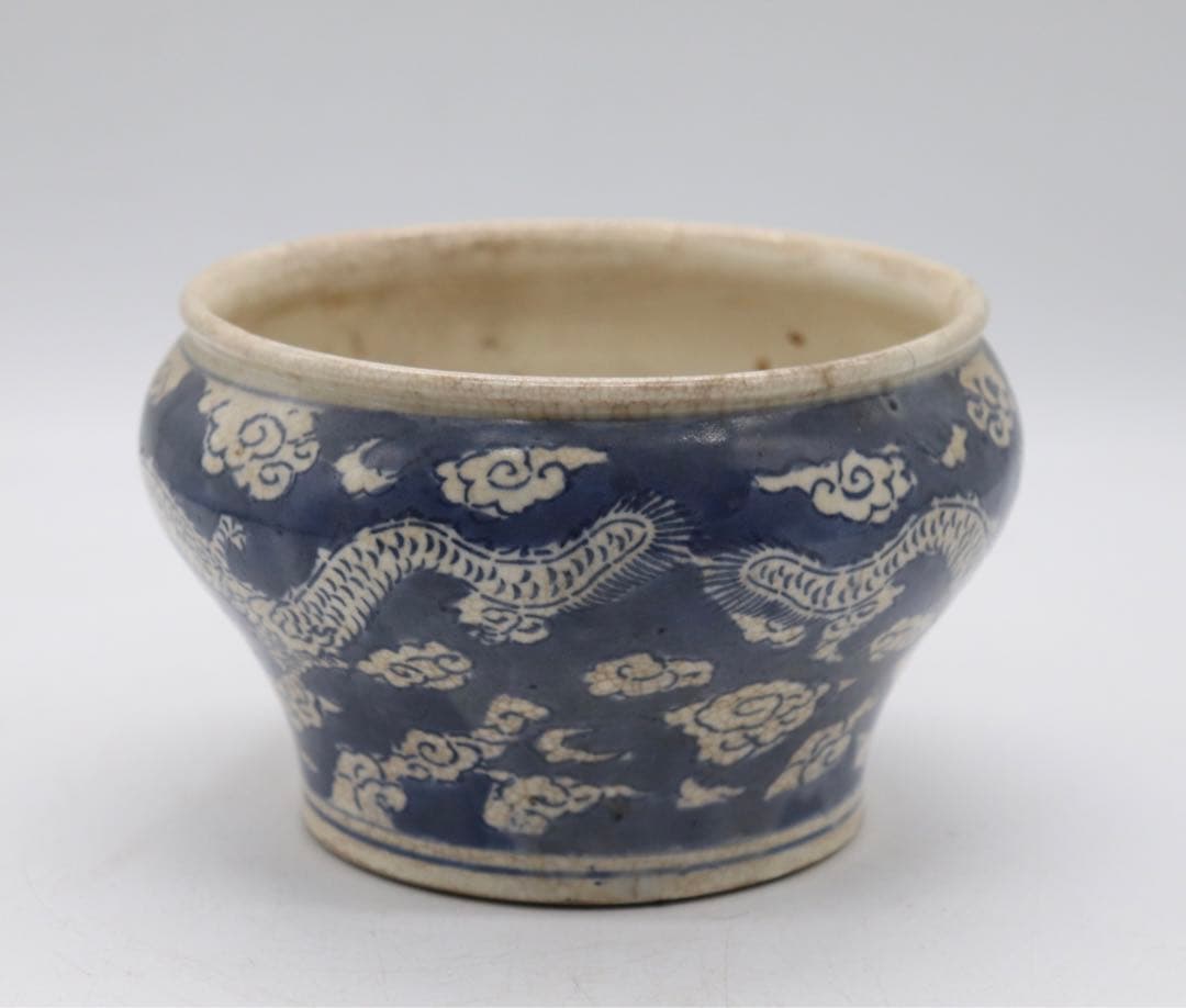 中国　染付　龍紋唾壺　送料込み0621