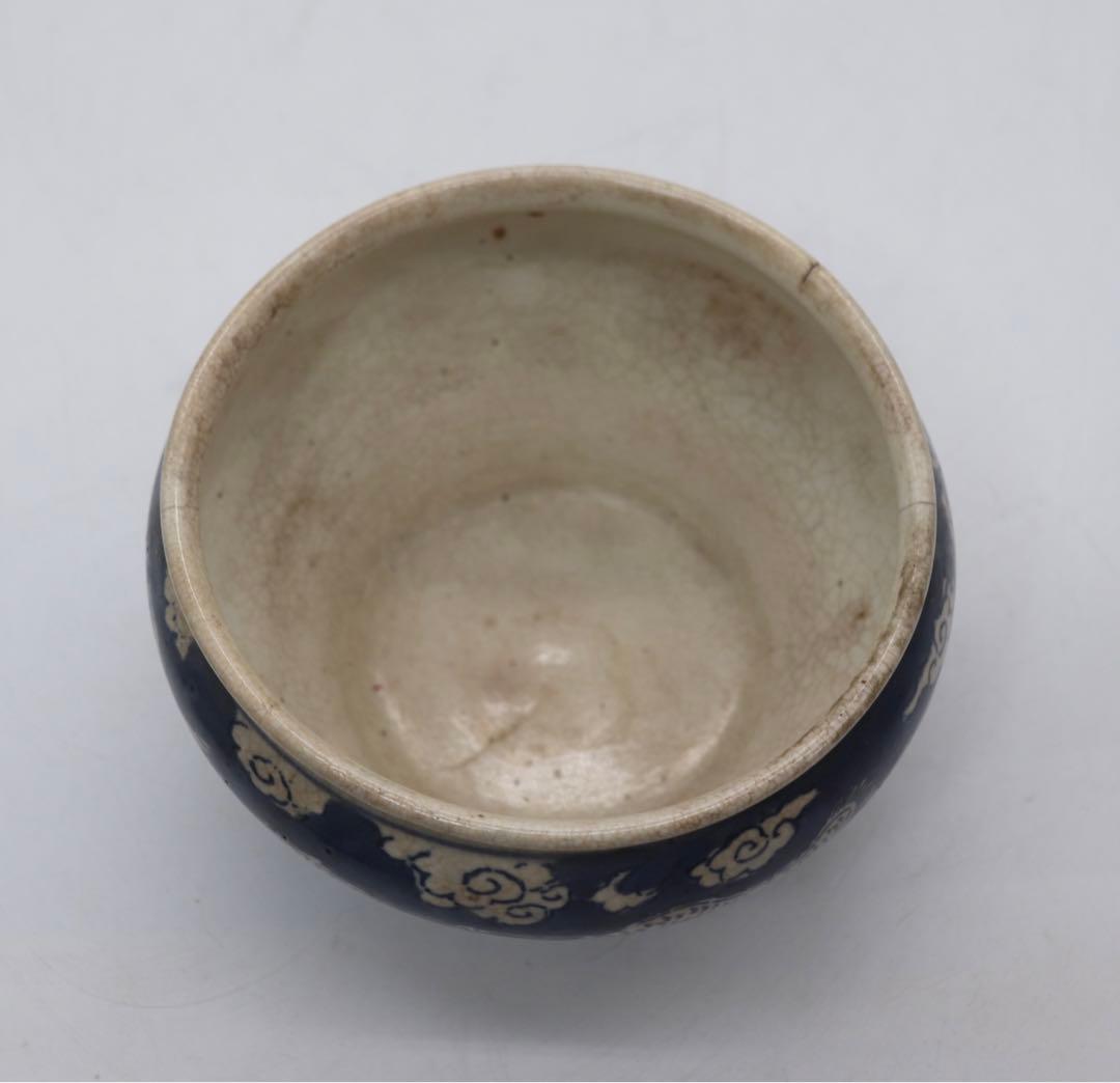 中国　染付　龍紋唾壺　送料込み0621