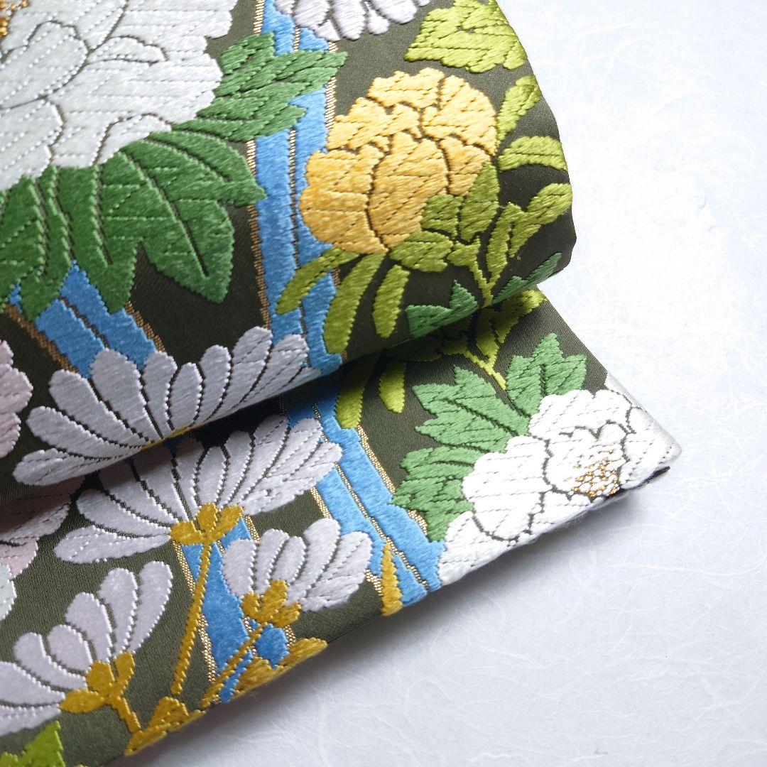 正絹 袋帯 六通柄 河合美術織物 四季の花 極上 逸品 未使用品