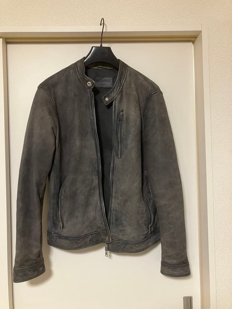 ALLSAINTS グレー シングルライダースジャケット S