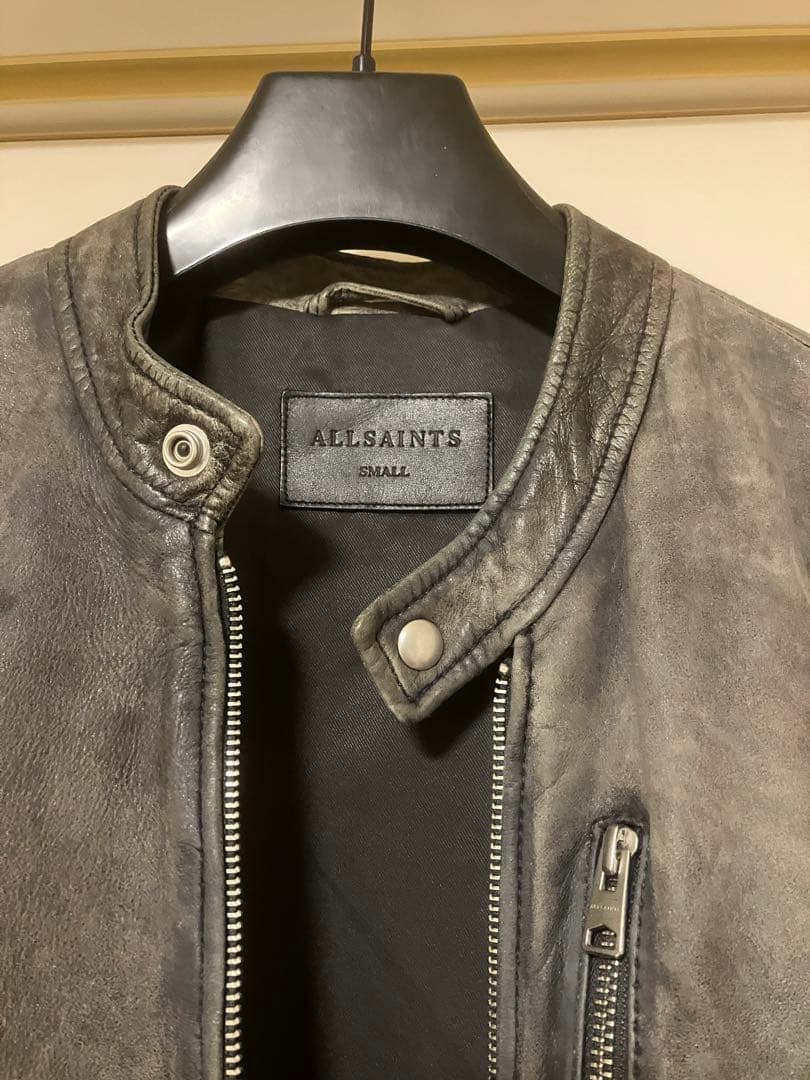 ALLSAINTS グレー シングルライダースジャケット S