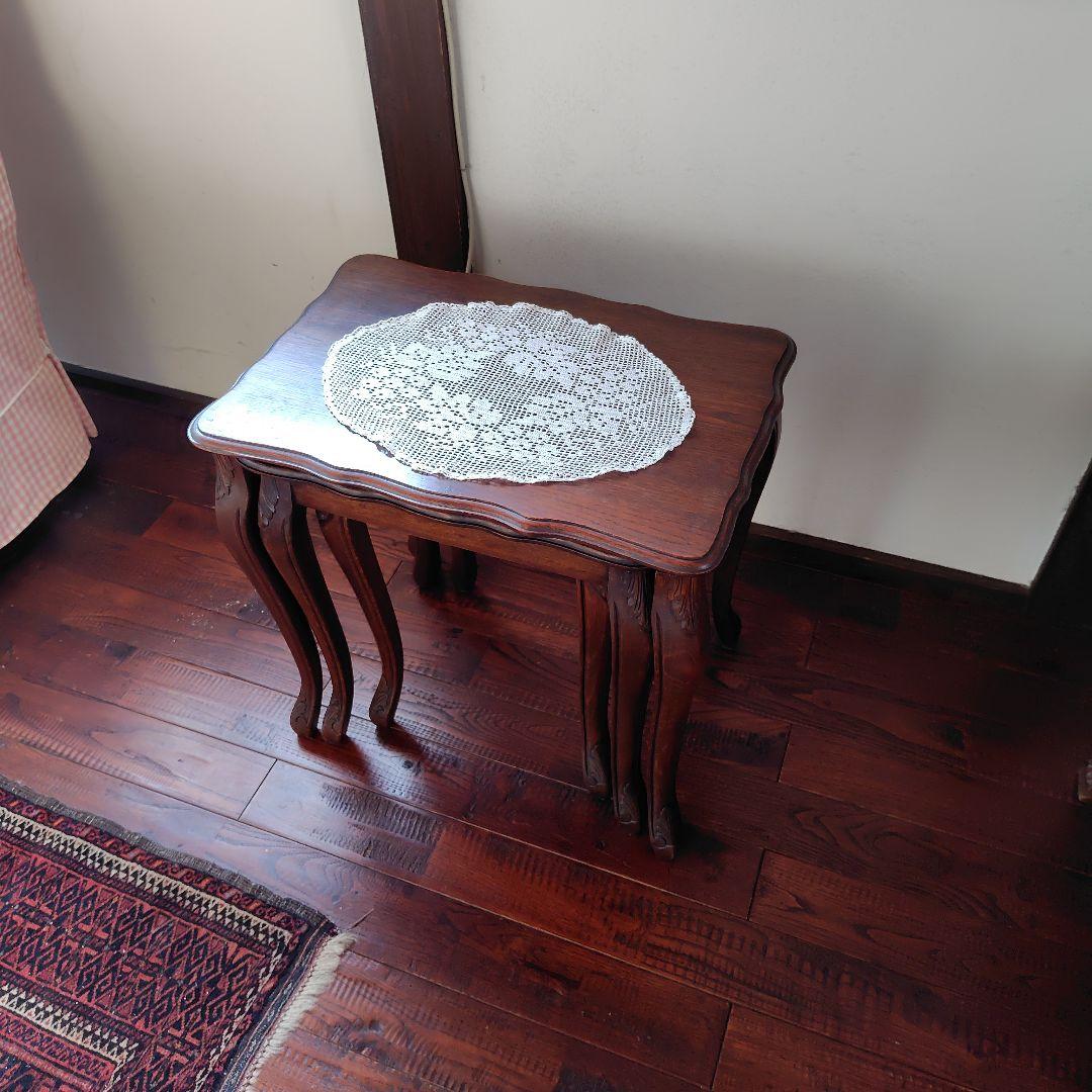 アンティーク　イギリス　猫足ネストテーブル　サイドテーブル