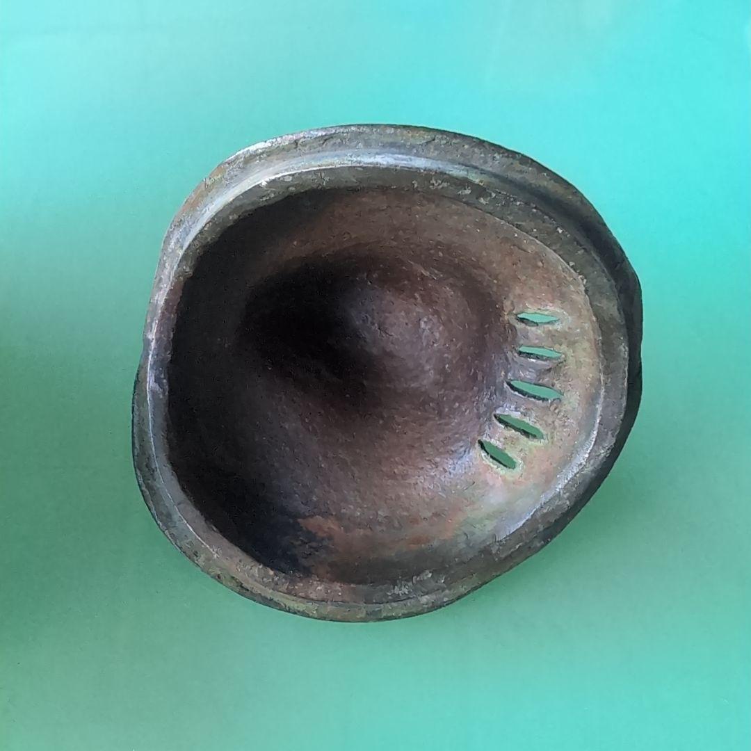 鳥型銅製香合　刻印有り