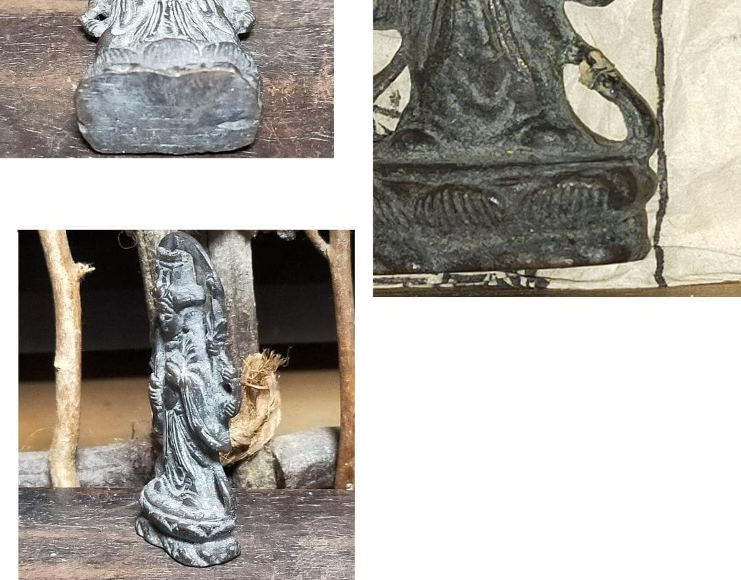 ♥とても古い　銅製　仏像　虚空蔵菩薩　十体　木箱付き　観音像　観音様　骨董