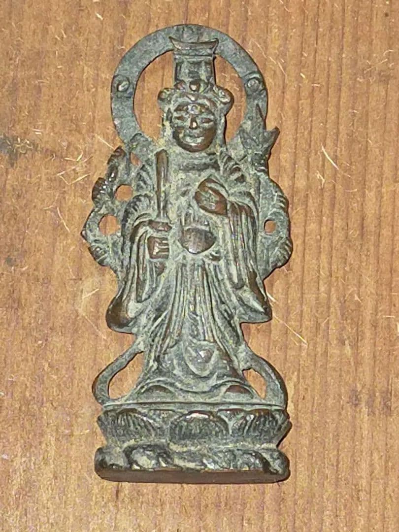 ♥とても古い　銅製　仏像　虚空蔵菩薩　十体　木箱付き　観音像　観音様　骨董