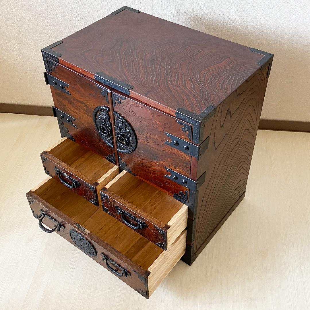 民芸家具 駿河民芸小箪笥 伝統的な日本の木製タンス