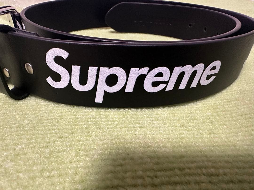 Supreme Repeat Leather Belt ブラック L 25AW