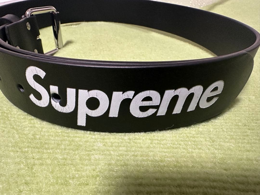 Supreme Repeat Leather Belt ブラック L 25AW