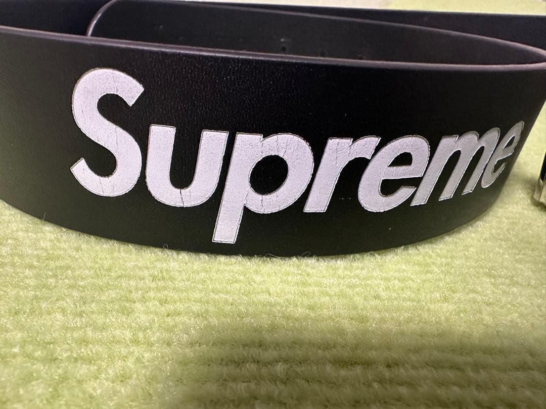Supreme Repeat Leather Belt ブラック L 25AW