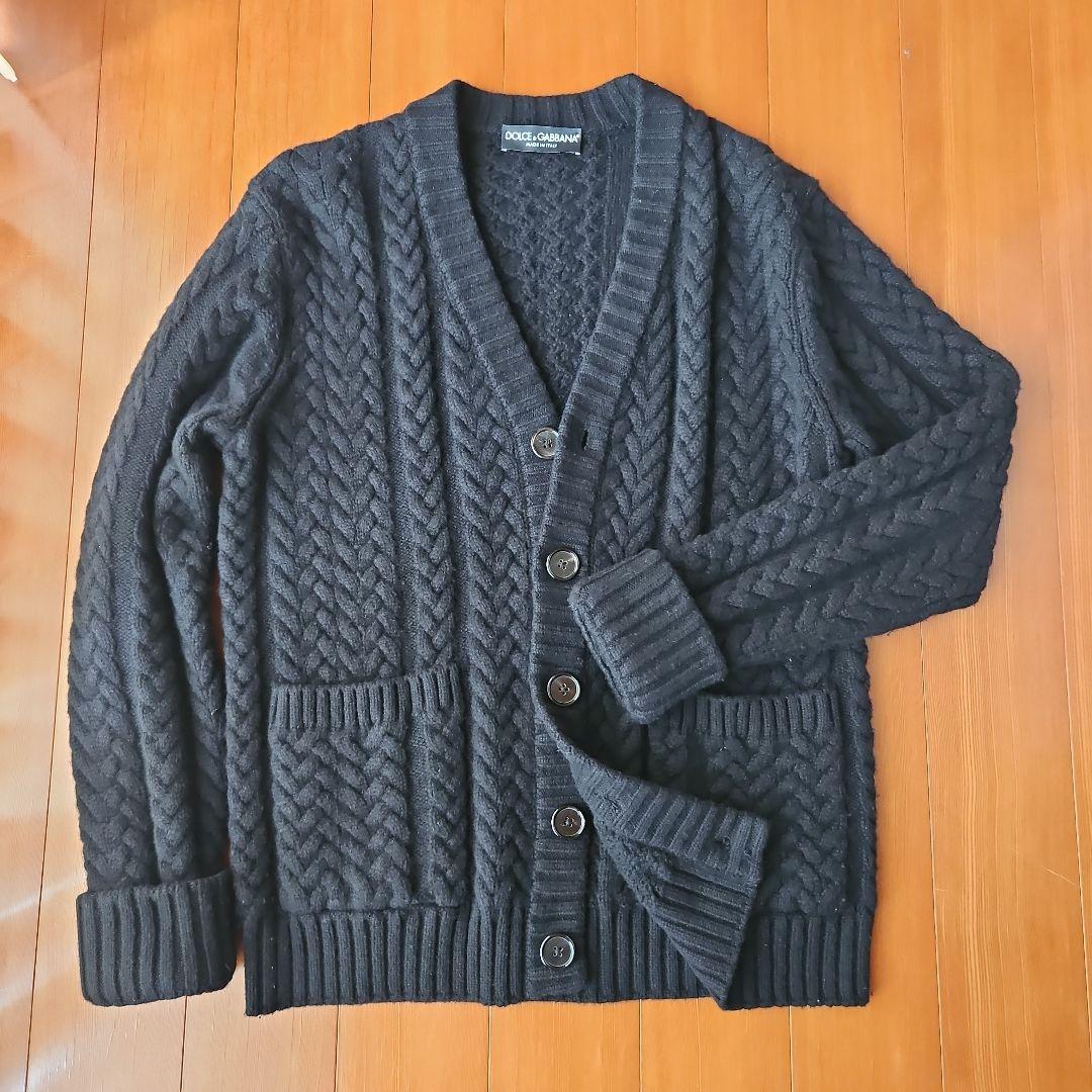 DOLCE&GABBANA ブラック ケーブル編み カーディガン