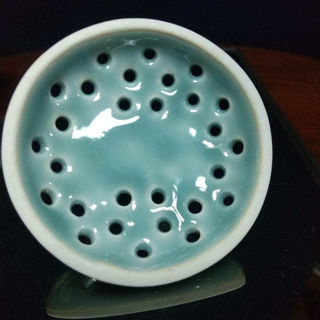 砥部焼 栖山作 青磁三脚香炉