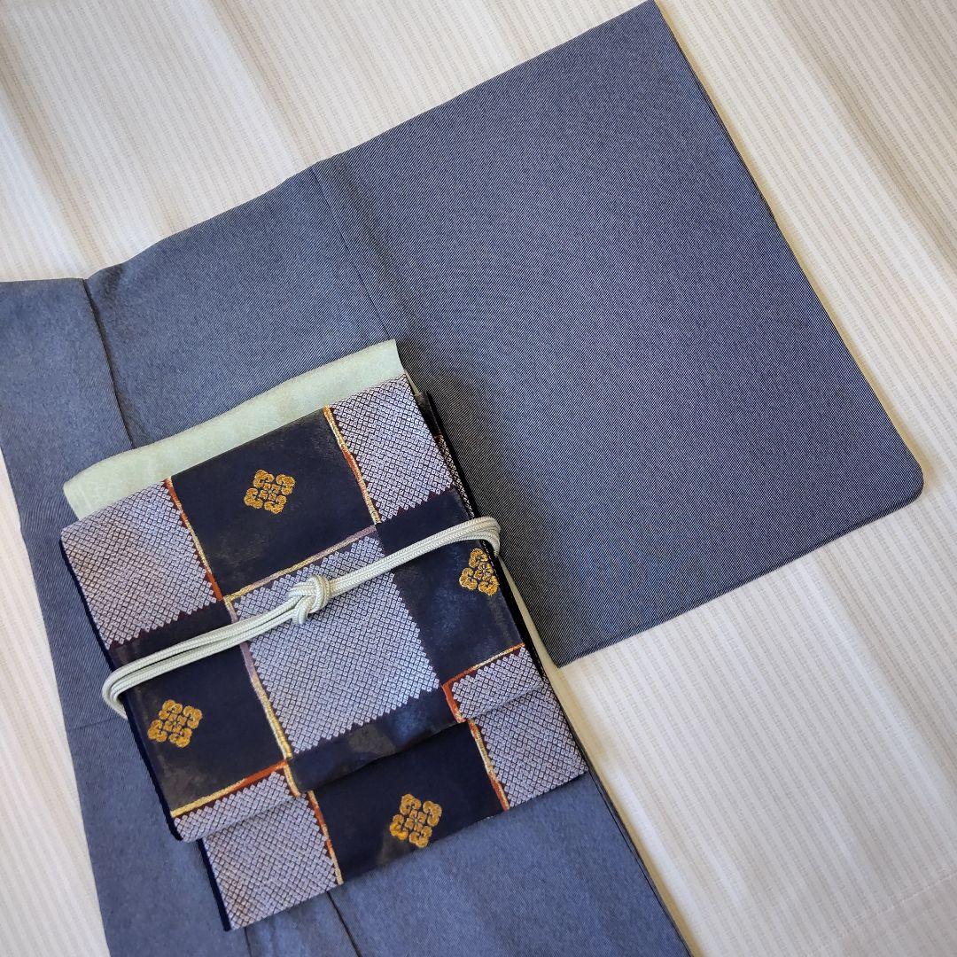 【洒落袋帯】一目惚れ級！黒地引箔×鹿子市松■天井鹿子文/粋モダン/424cm