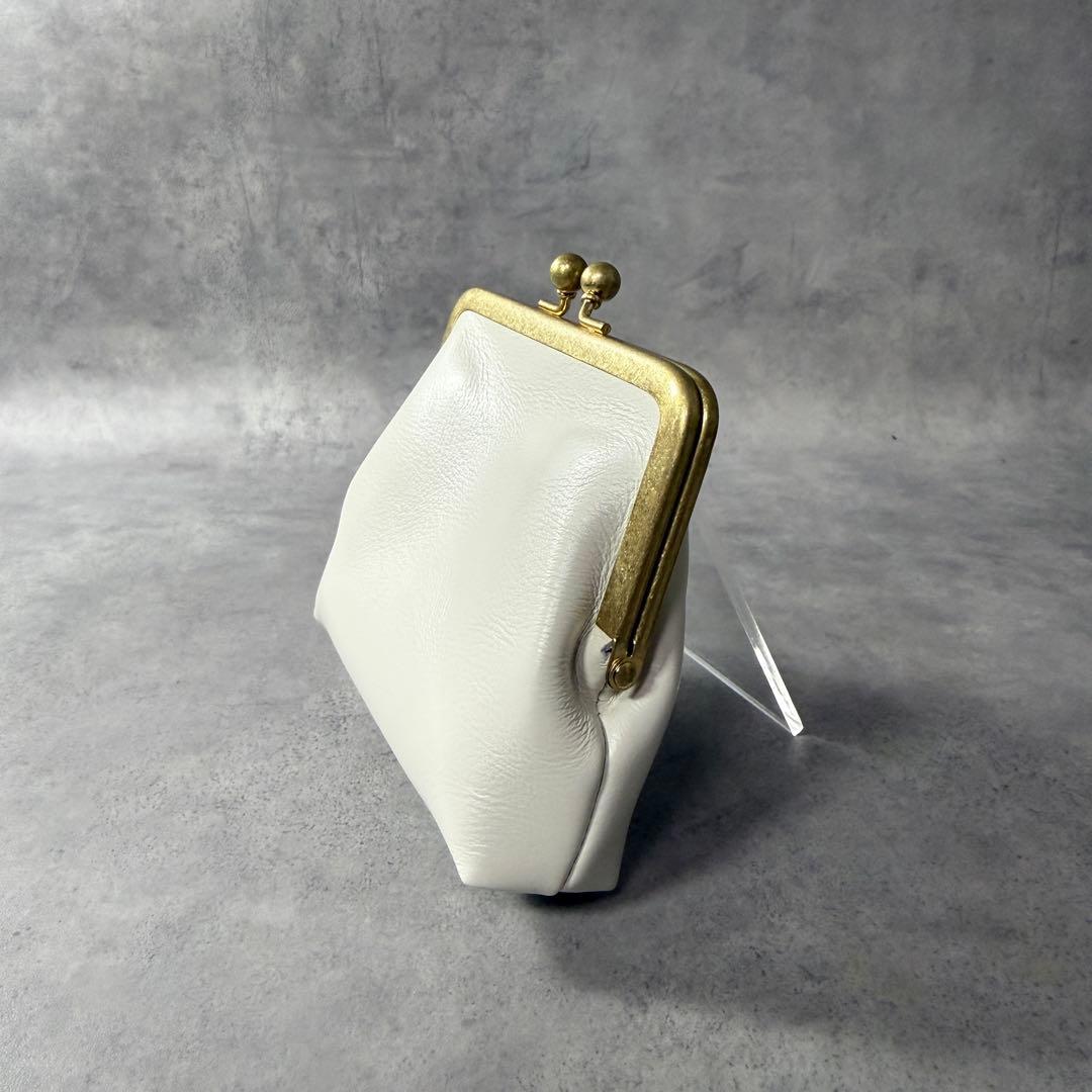 新品未使用✨北欧暮らしの道具店 がま口 本革 ミニウォレット アイボリー